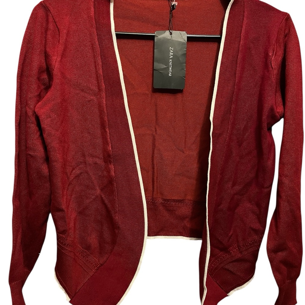 Zara Women's Vibrant Red Open Cardigan